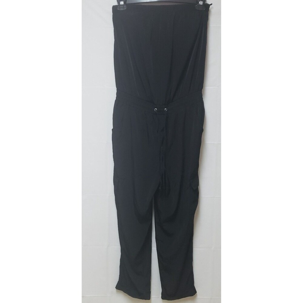 Women's Black Cargo Pant Jump Suit Drawstring M/L Preowned Excellent  Unbranded